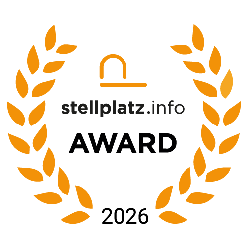 "stellplatz.info Award 2026", verlinkt zu stellplatz.info